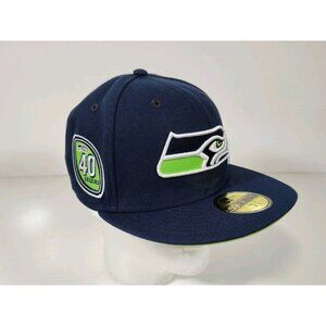 Seattle Seahawks x New Era 59FIFTY 7 3/8  Hat Cap 40 Seasons Patch Flat Bill NFL